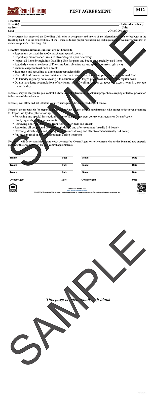 Pest Agreement<br/>12/2018