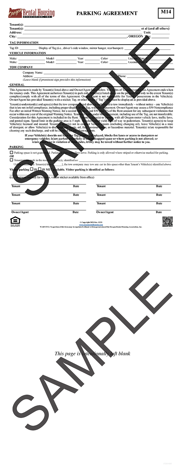 Parking Agreement<br/>12/2021