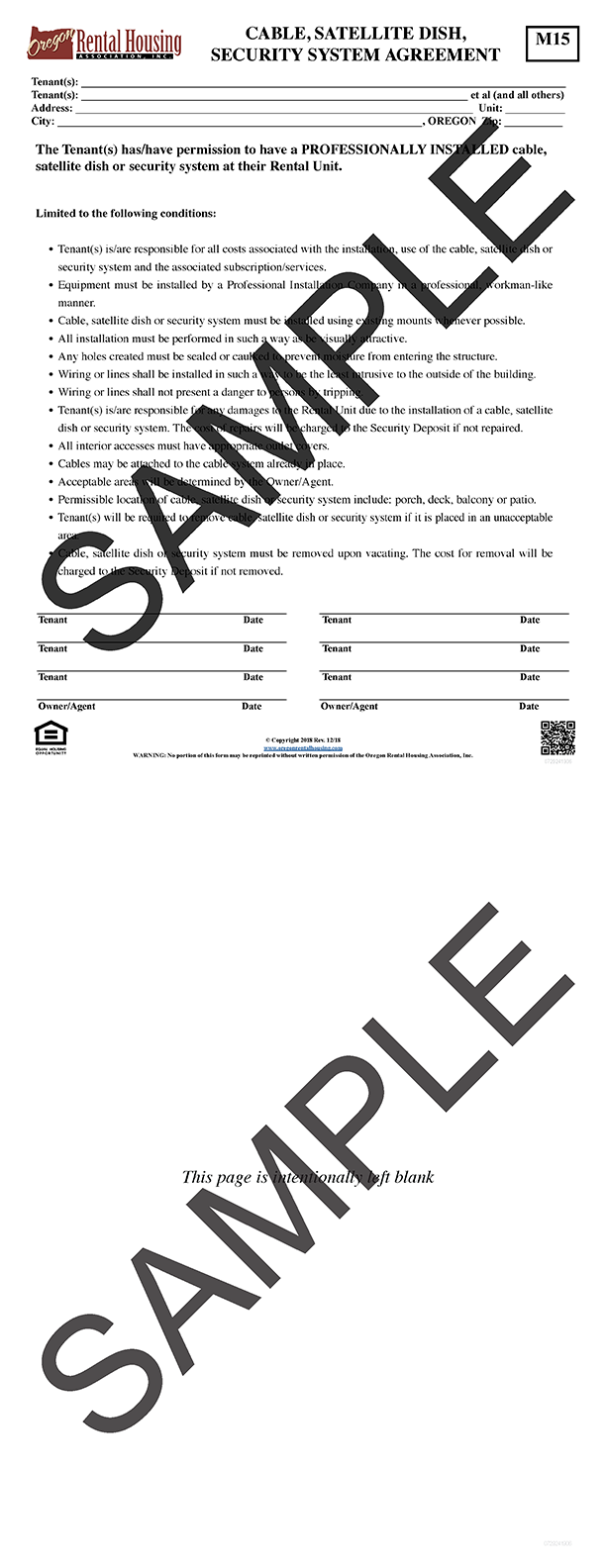 Cable, Satellite Dish,<br>Security System Agreement<br/>12/2018