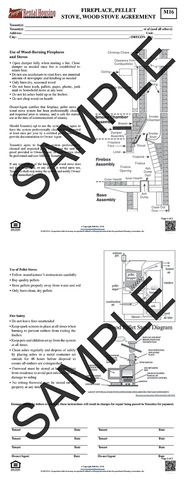 Fireplace, Pellet Stove,<br>Wood Stove Agreement<br/>12/2018