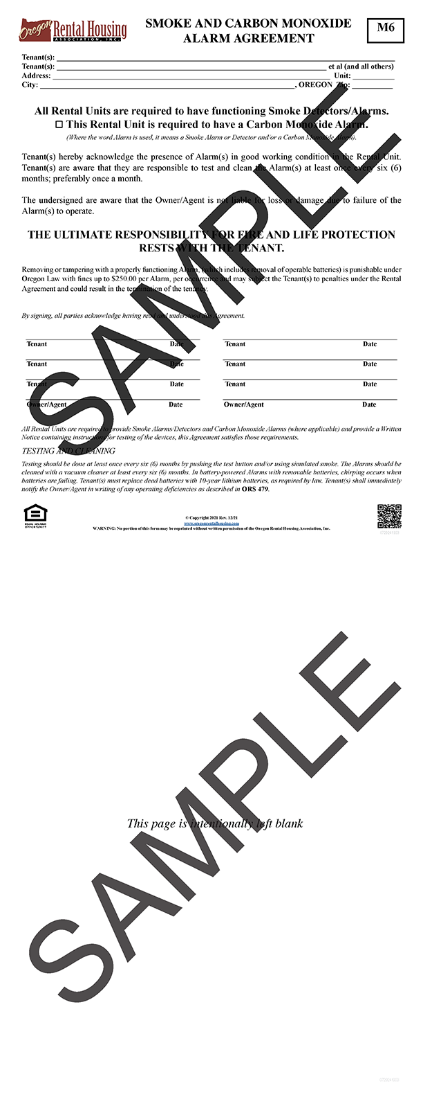 Smoke and Carbon Monoxide<br>Alarm Agreement<br/>12/2021