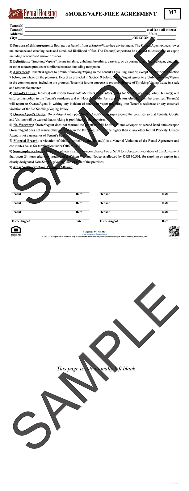 Smoke/Vape-Free Agreement<br/>12/2021