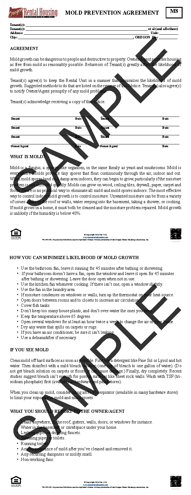 Mold Prevention Agreement<br/>04/2016