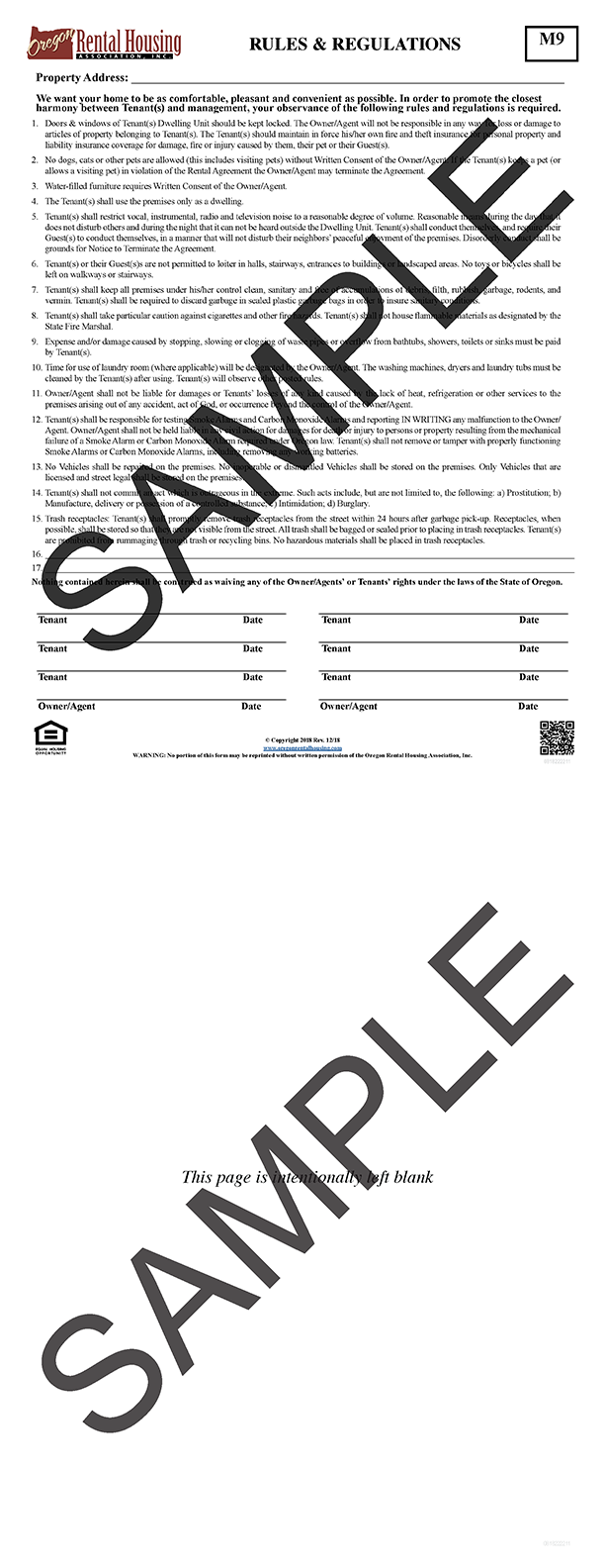 Rules & Regulations<br/>12/2018