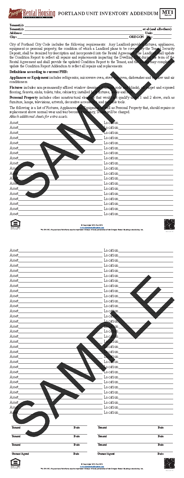 Portland Unit Inventory Addendum<br/>07/2022