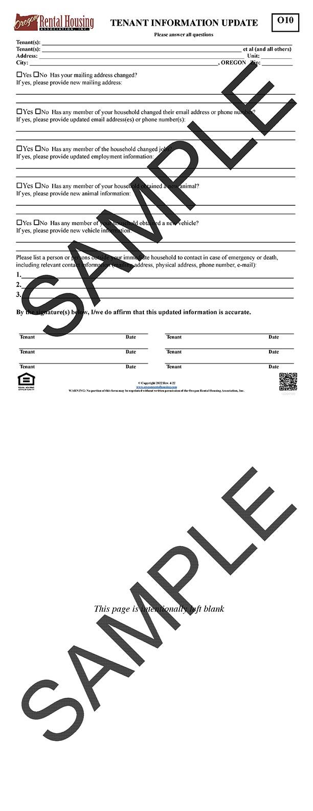 Tenant Information Update<br/>04/2022