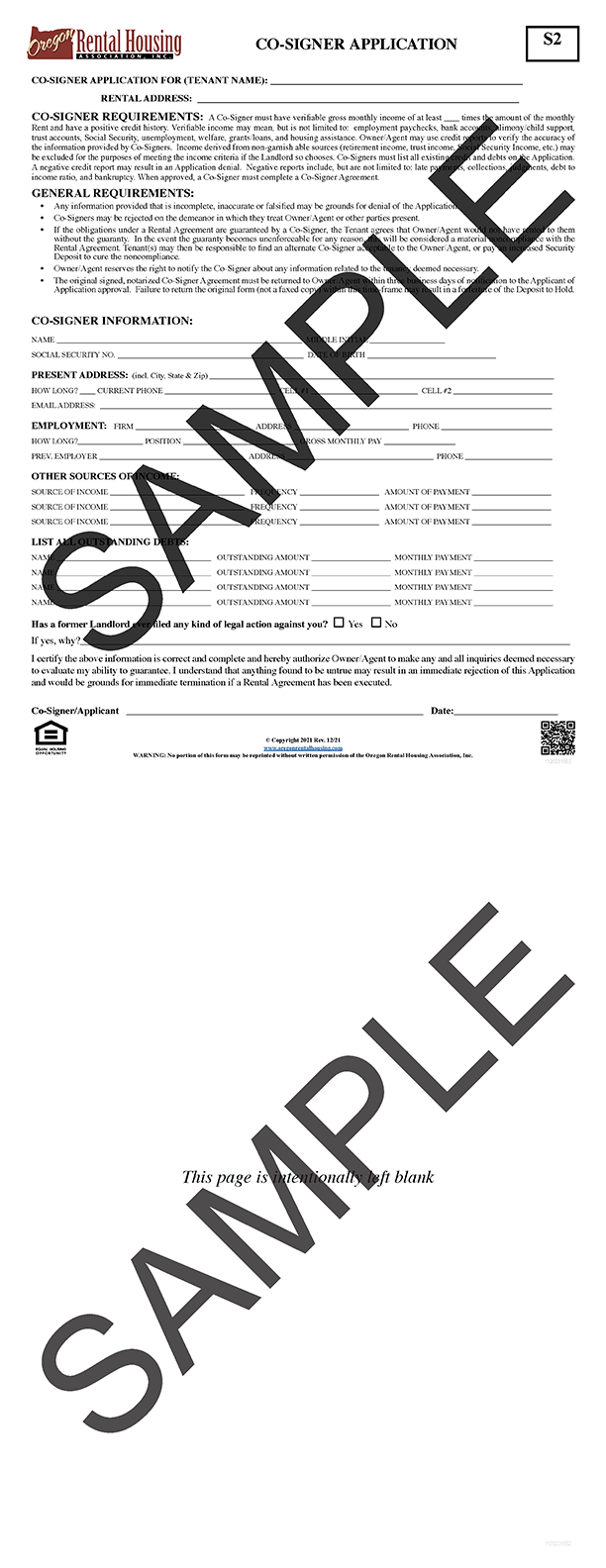 Co-Signer Application<br/>12/2021