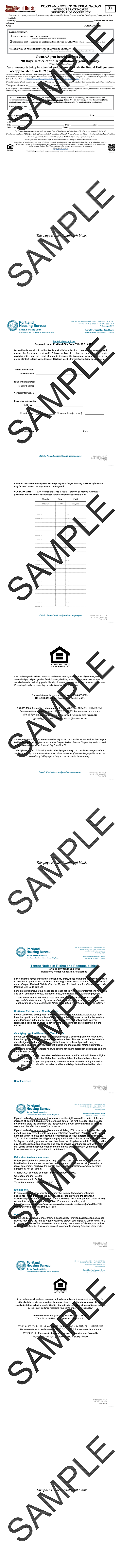 Portland Notice of Termination<br/>Without Stated Cause<br/>First Year of Occupancy<br/>12/2022