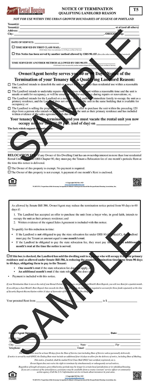 Notice of Termination<br/>Qualifying Landlord Reason<br/>09/2025