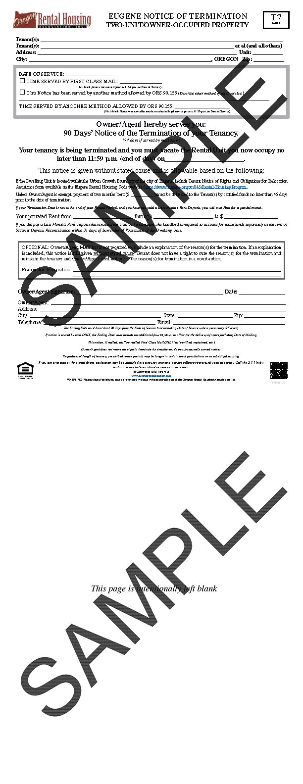 Eugene Notice of Termination<br>Two-Unit/Owner-Occupied Property<br/>04/2025