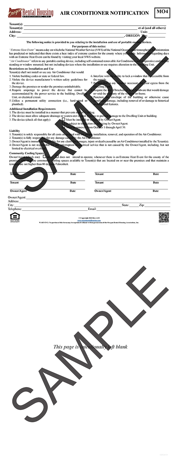 Air Conditioner Notification<br/>06/2022