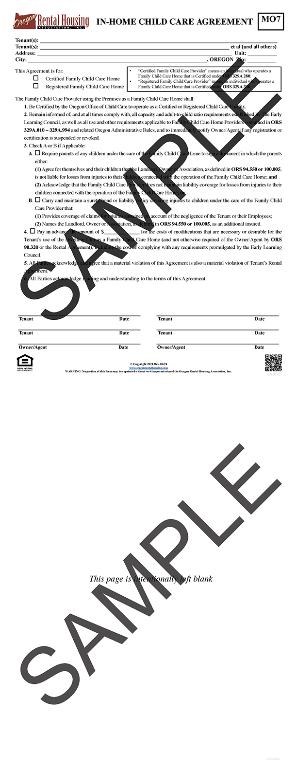 In-Home Child Care<br/>Agreement<br/>06/2024