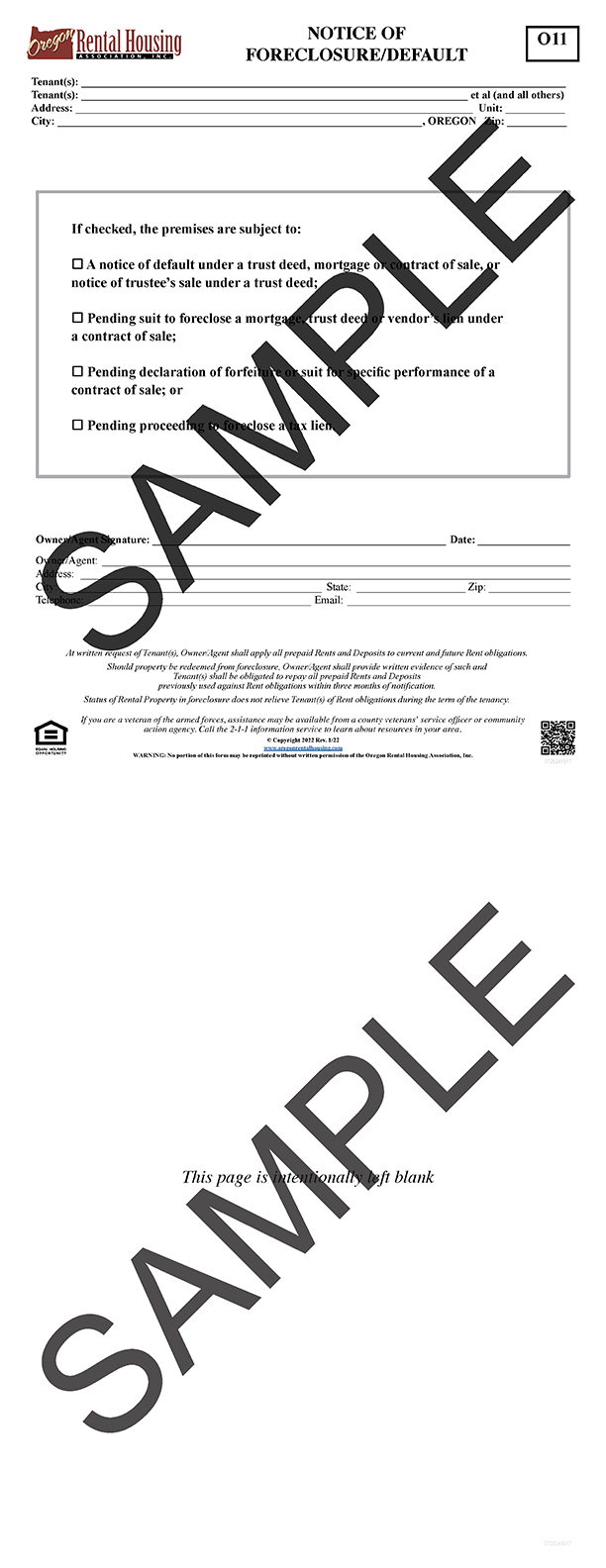 Notice of Foreclosure/Default<br/>01/2022