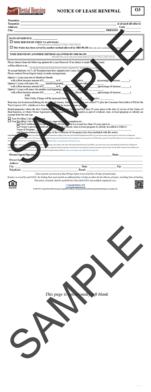 Notice of Lease Renewal<br/>11/2023