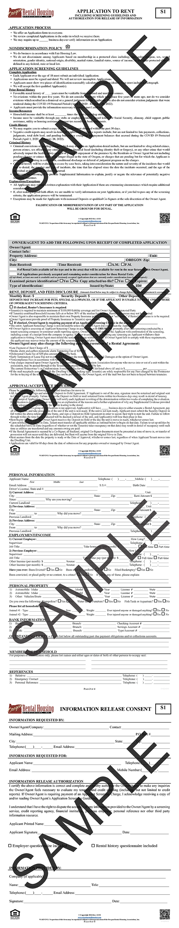 Application To Rent<br/>Incl. Screening Guidelines<br/>and Info Release Auth<br/>12/2023