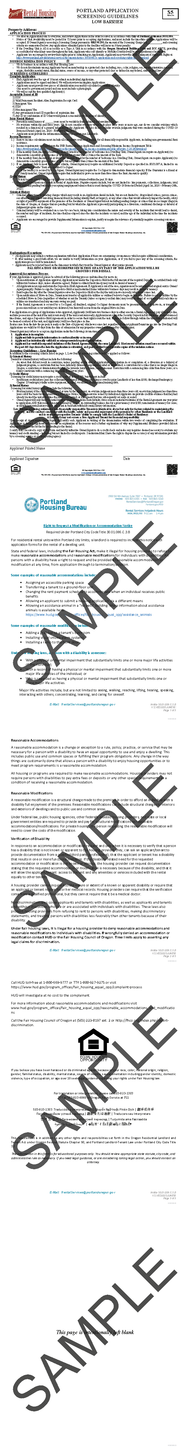 Portland Application<br/>Screening Guidelines<br/>Low Barrier<br/>01/2025