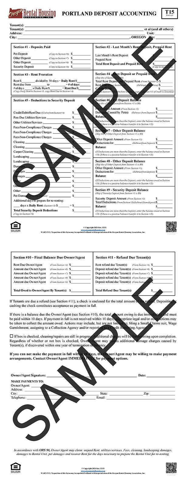 Portland Deposit Accounting<br/>12/2021