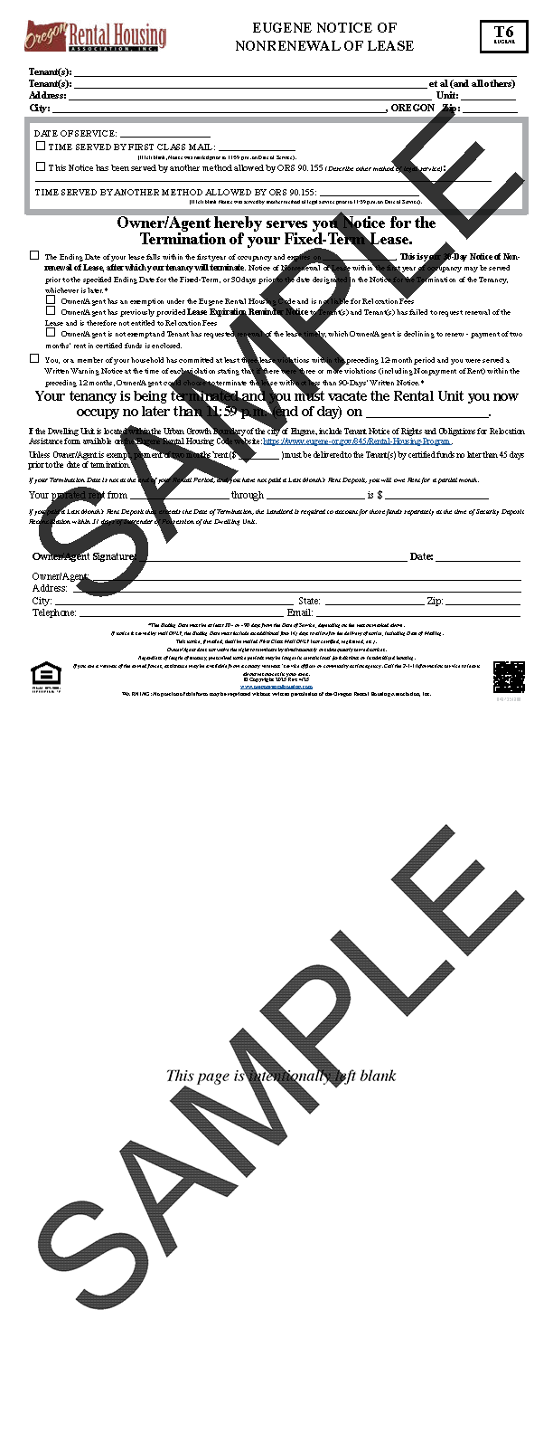 Eugene Notice of Nonrenewal of Lease<br/>04/2025