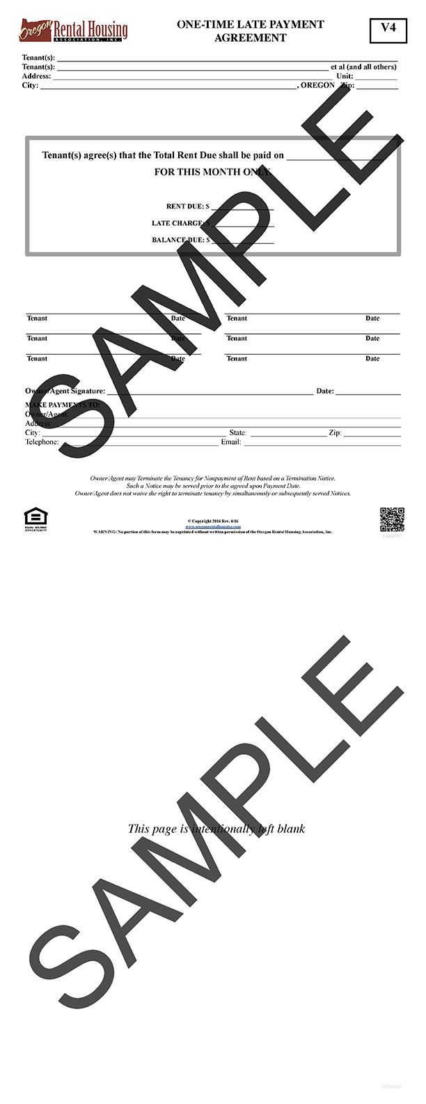 One-Time Late<br/>Payment Agreement<br/>04/2016