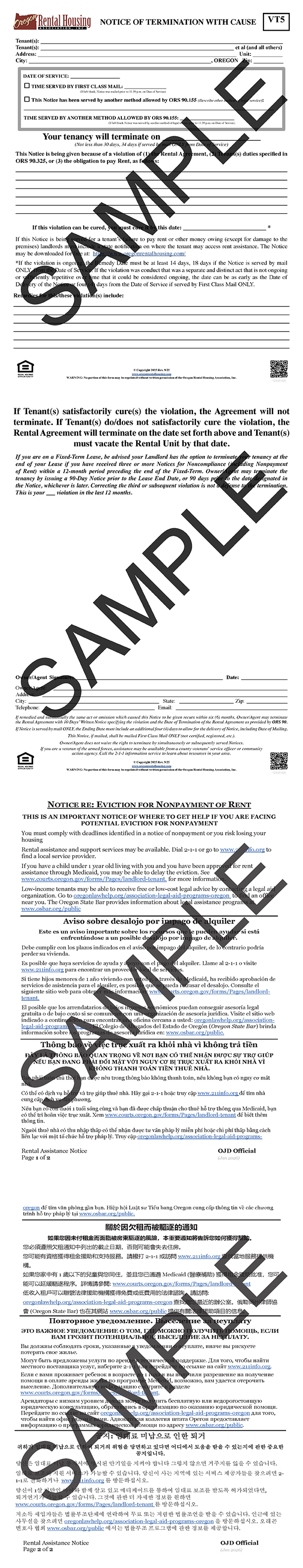 Notice of Termination<br>With Cause<br/>09/2025