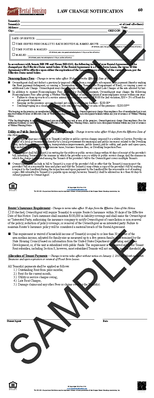 Letter To Tenants Regarding Late Rent from store.oregonrentalhousing.com